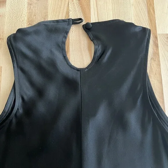 Vintage 90s XOXO Sleeveless Bias Cut Tank Dress High Neck Shiny Shimmer Black S - Picture 6 of 12